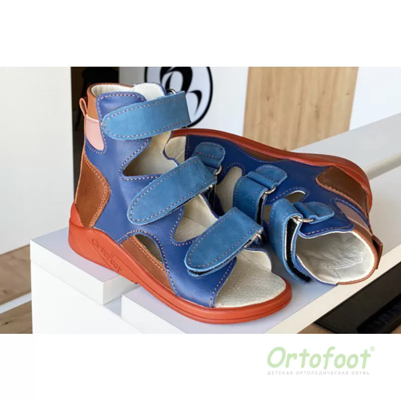 Босоножки детские ортопедические с высоким задником Ortofoot OrtoActive-S 120 blue-brown 
